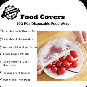 Disposable Elastic Plastic Wrap Food Covers – Fresh Keeping Dust & Insect Proof Kitchen Covers 100PCS