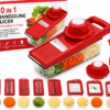 10 in 1 Mandoline Slicer Vegetable Cutter with Stainless Steel Blade Manual Potato Peeler Carrot Cheese Grater Dicer Kitchen Tool-Pink with box